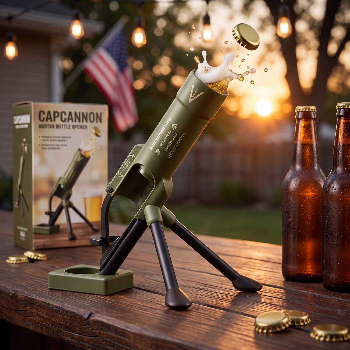 CapCannon™ Bottle Cap Launcher & Opener