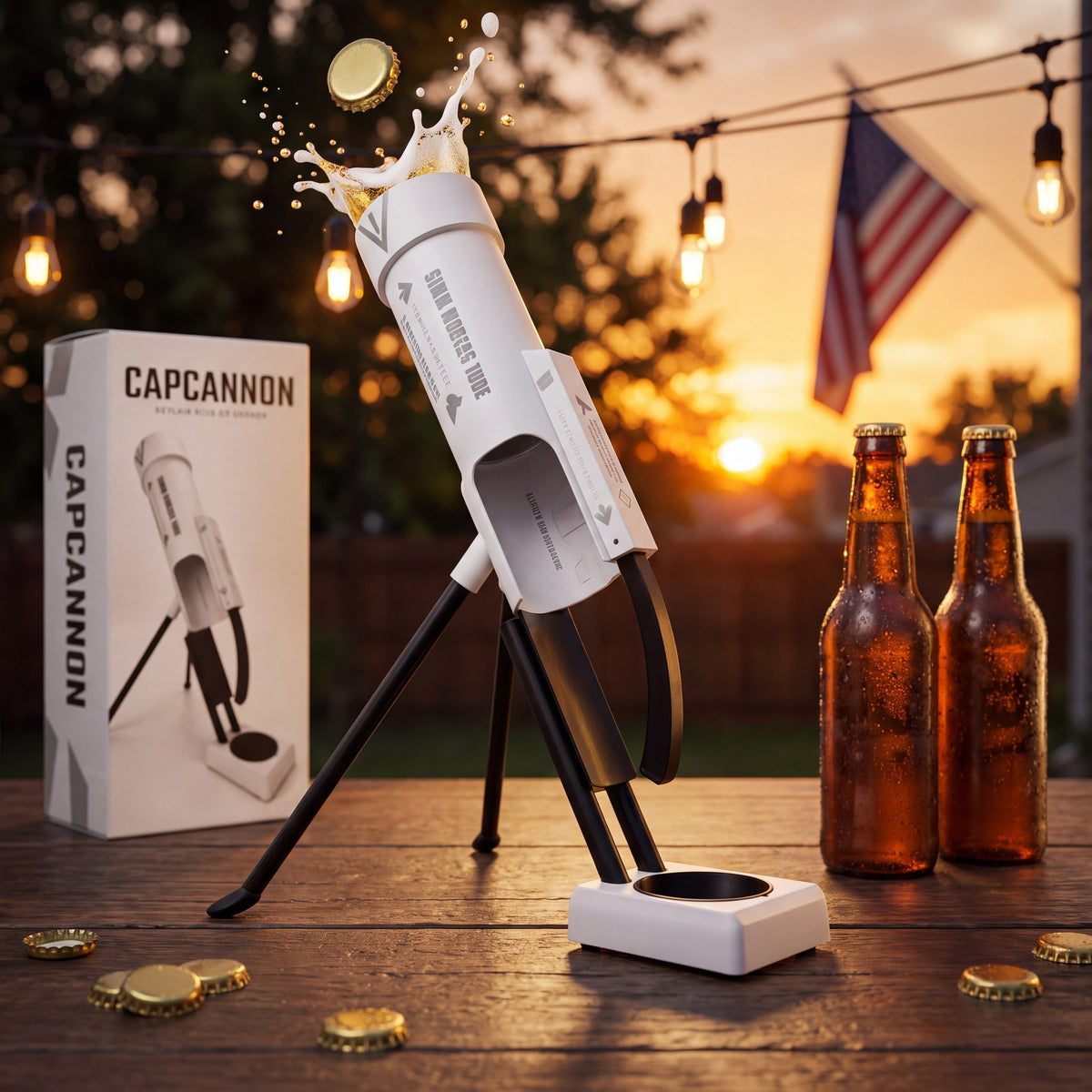 CapCannon™ Bottle Cap Launcher & Opener